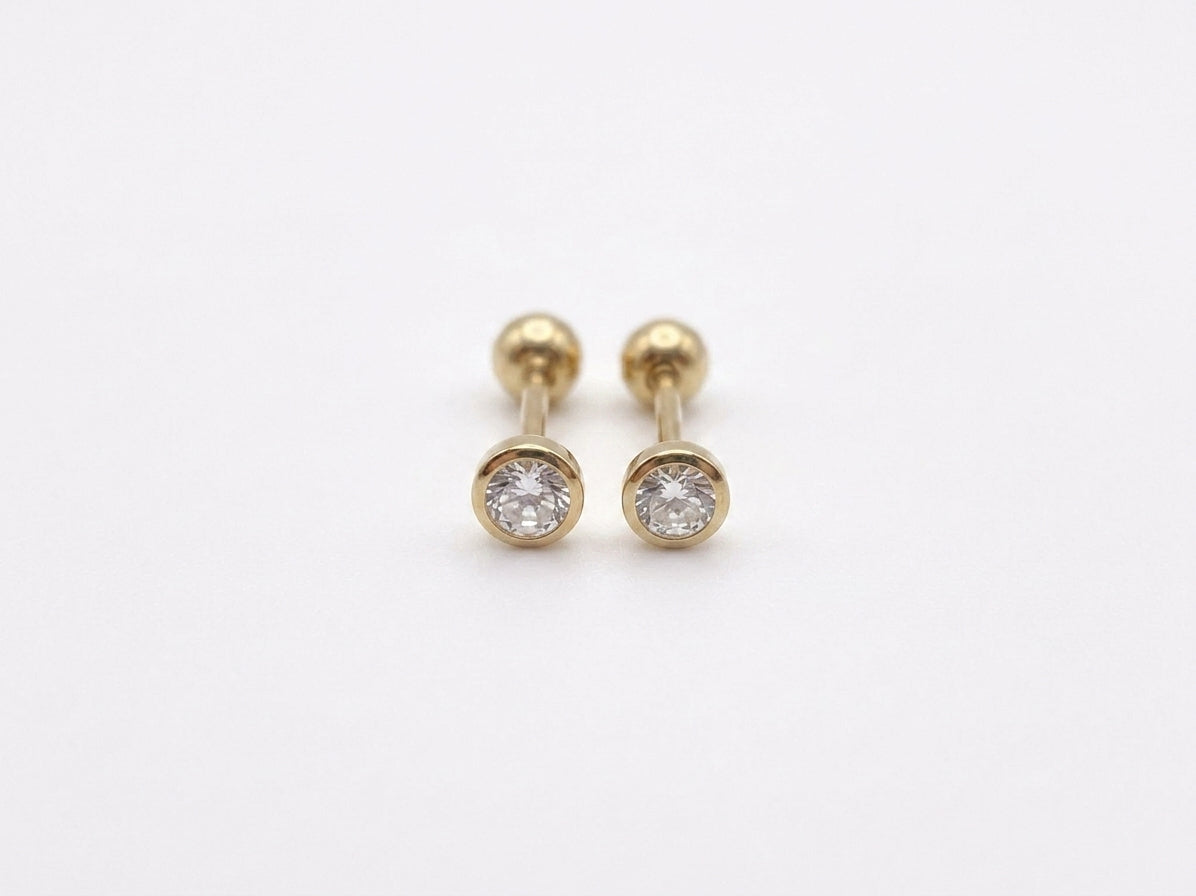 Aro Round CZ Stud Gold