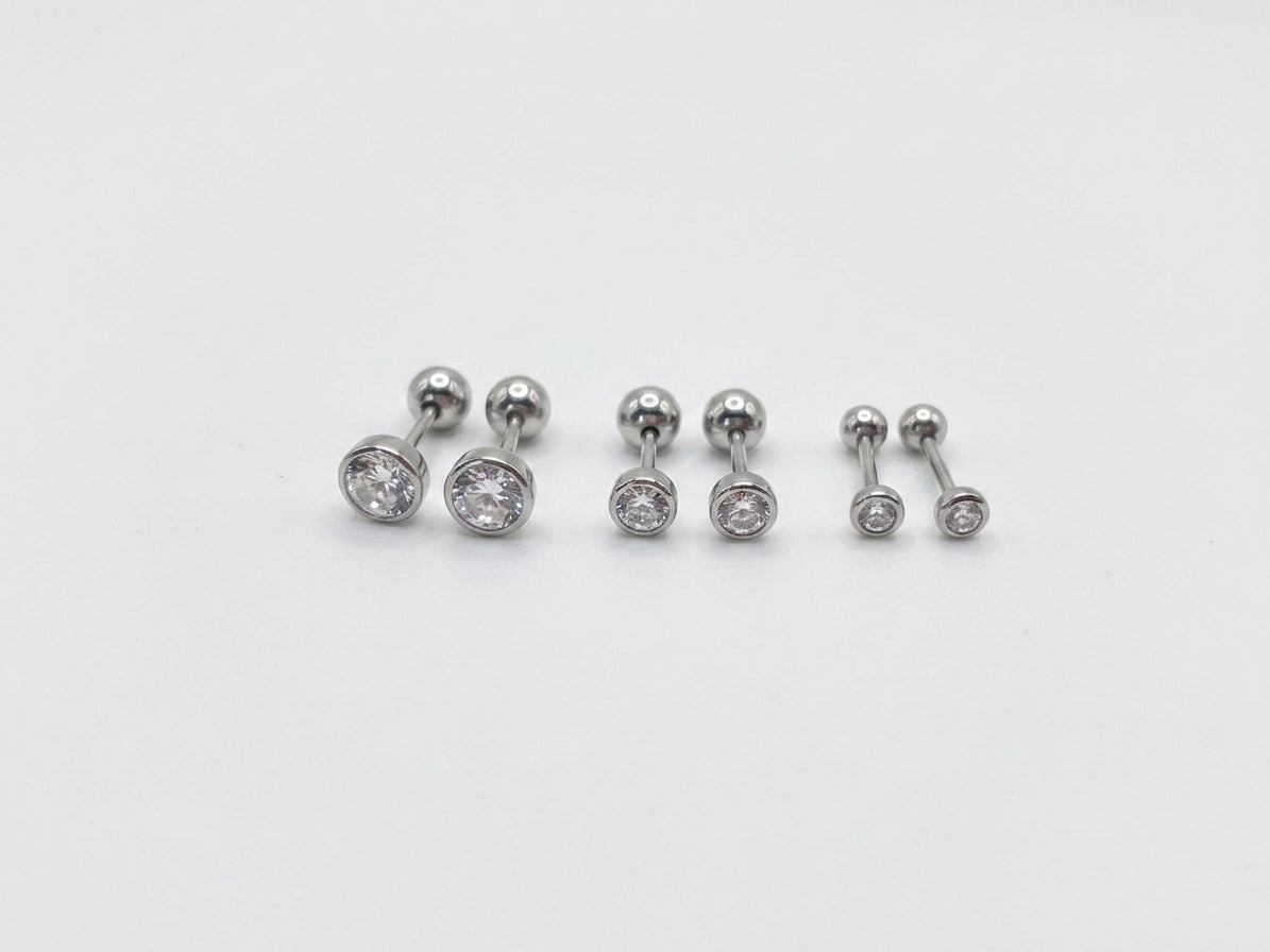 Aro Round CZ Stud Silver