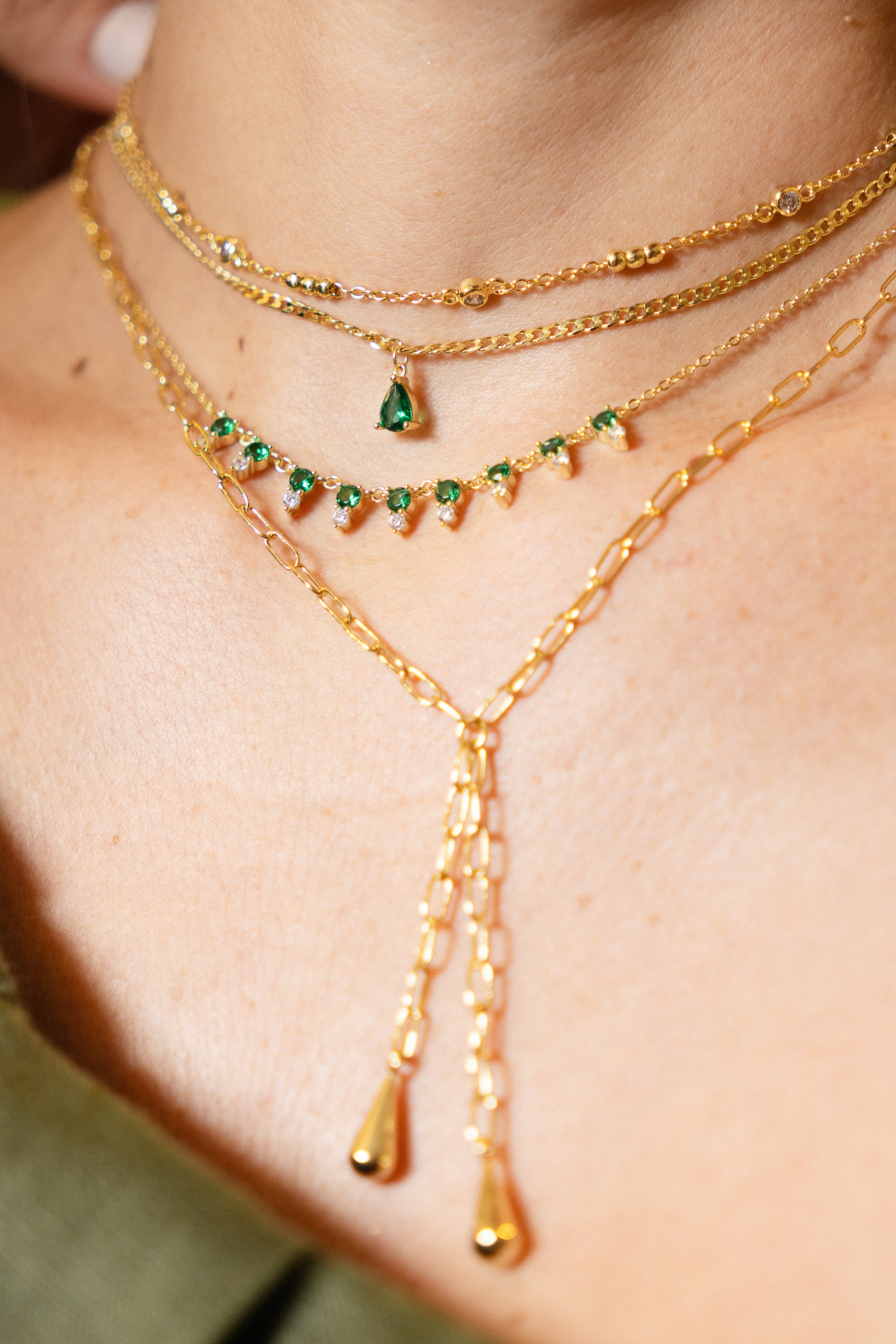 Collar Brassy Paperclip Tie & Duo Drops