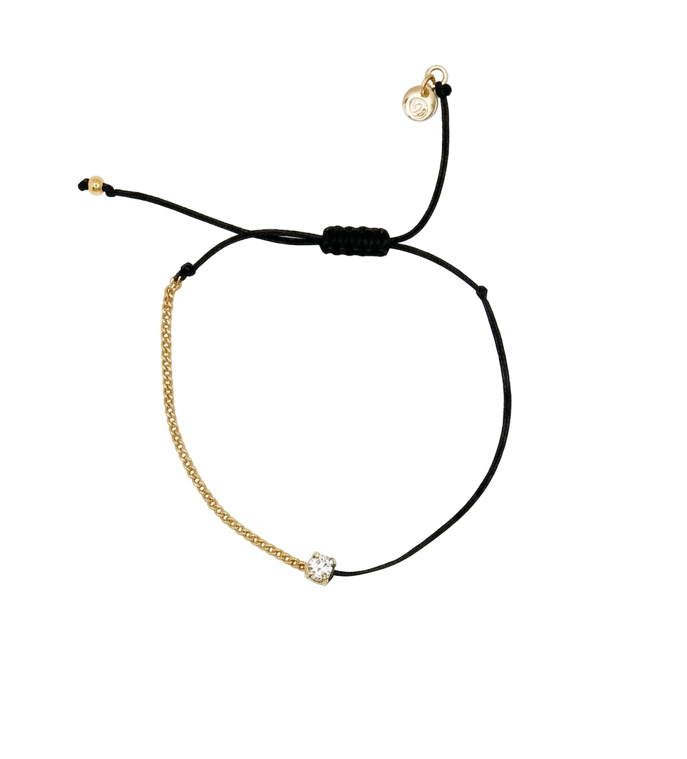 Pulsera String chain Cz Bracelet Black