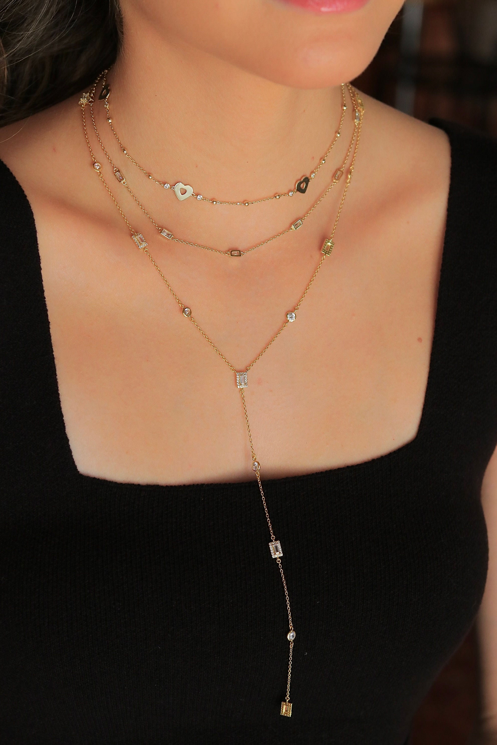 Collar Trio Round Hollow Hearts Choker