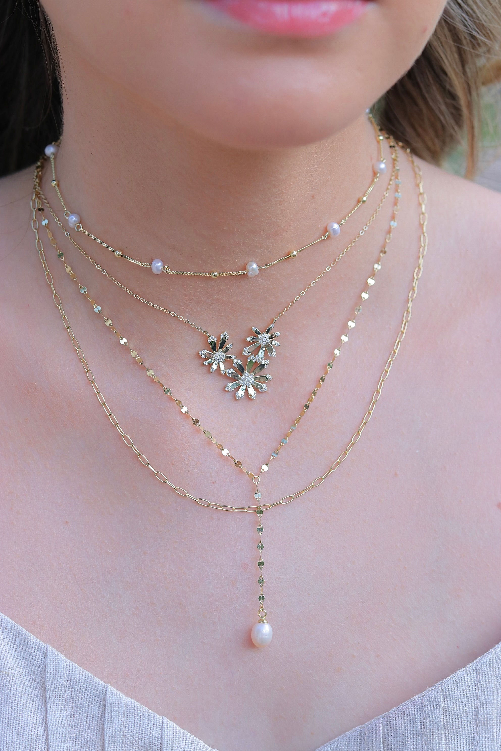 Collar Double Peaks Flower Necklace