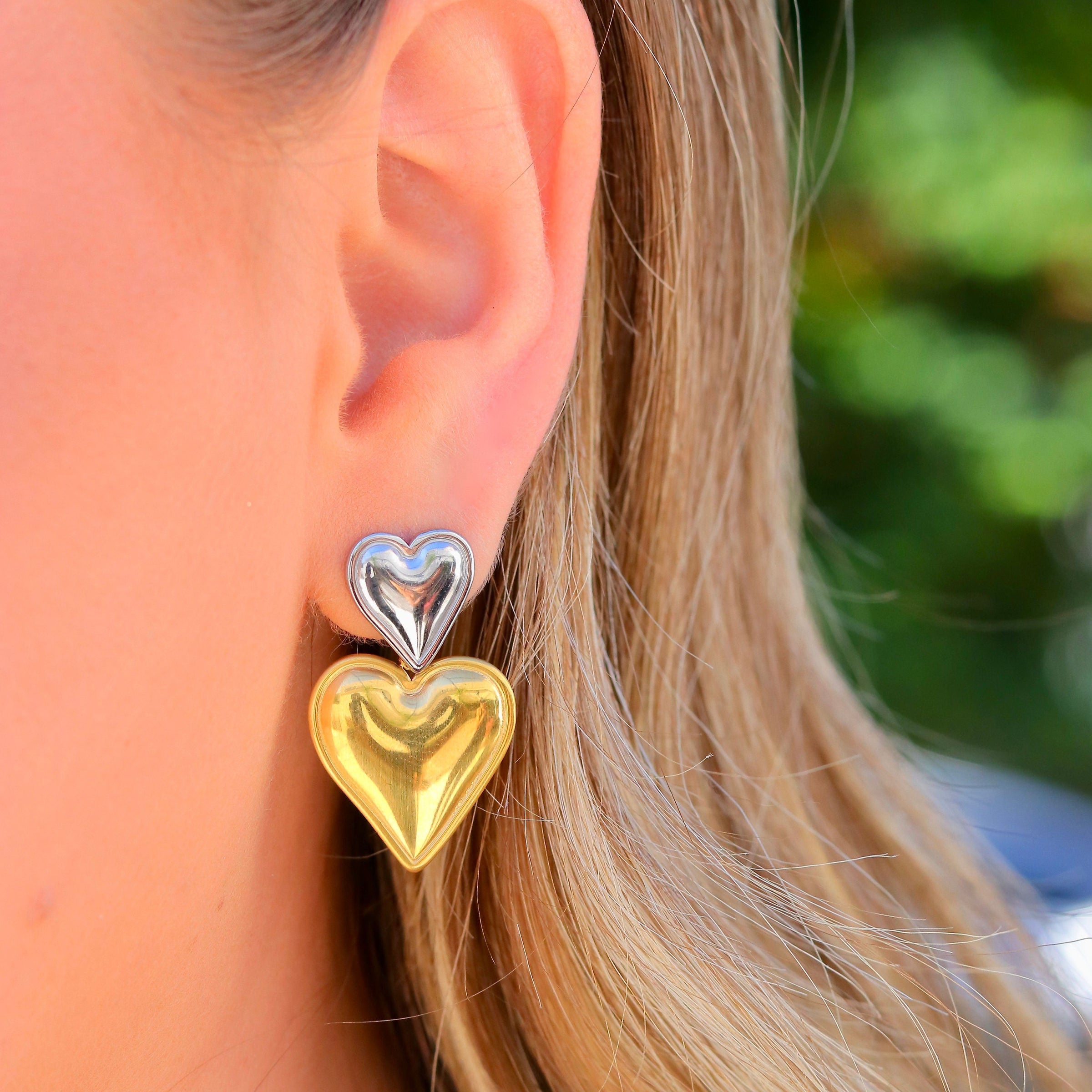 Aro Bicolor Duo Heart Stud