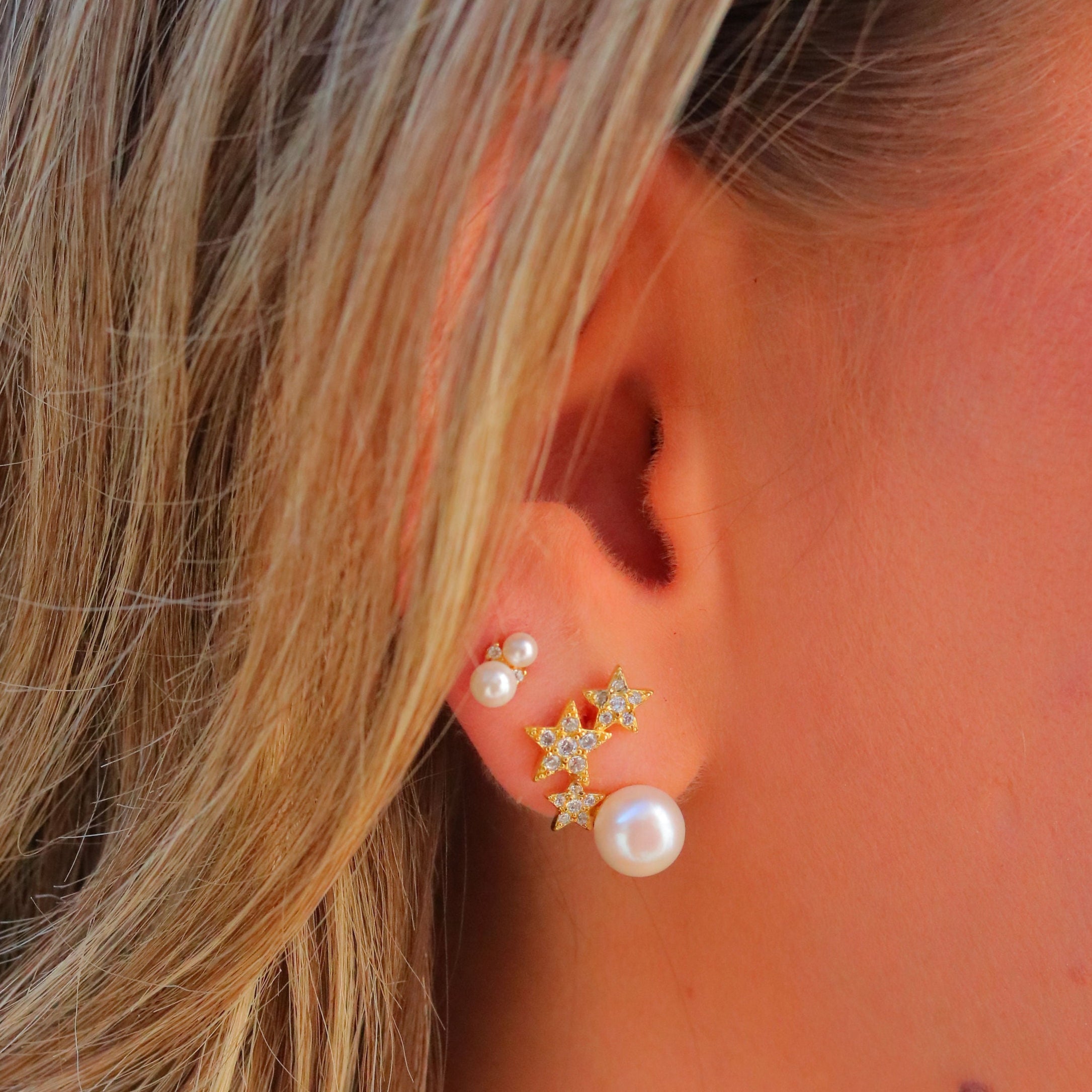 Aro Trio Star & Pearl Stud