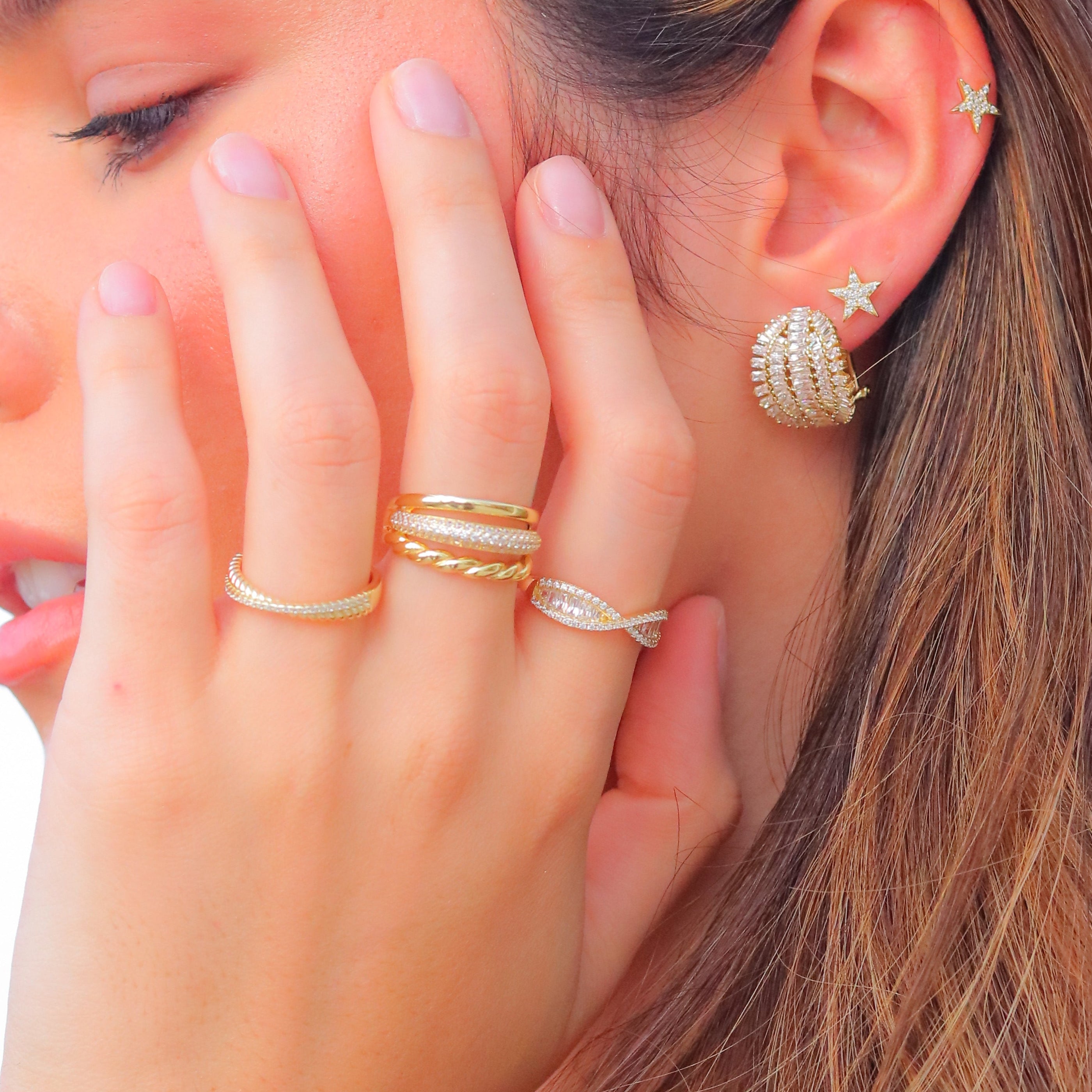 Anillo Triple Rope CZ Plain