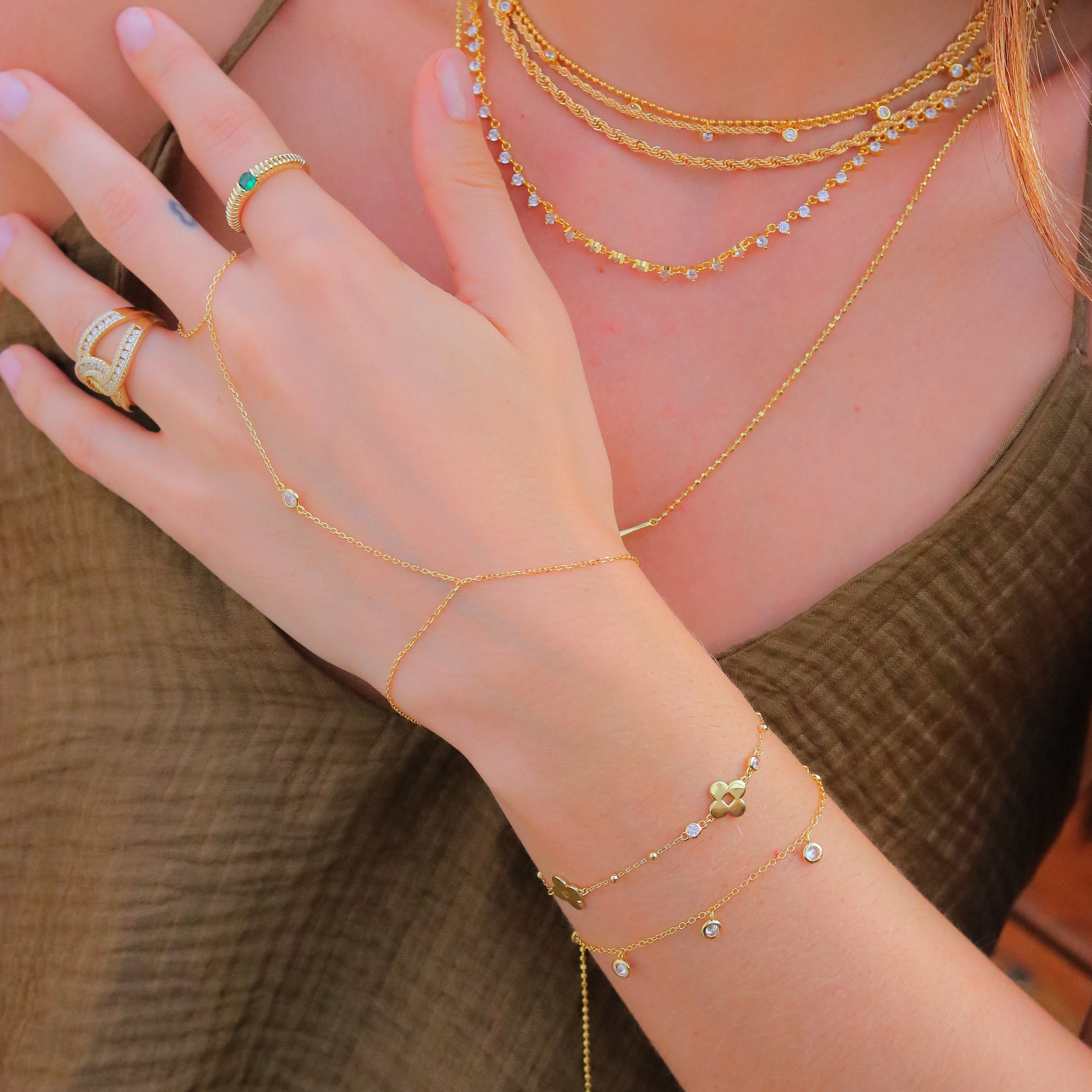 Pulsera Single CZ & Ring Bracelet