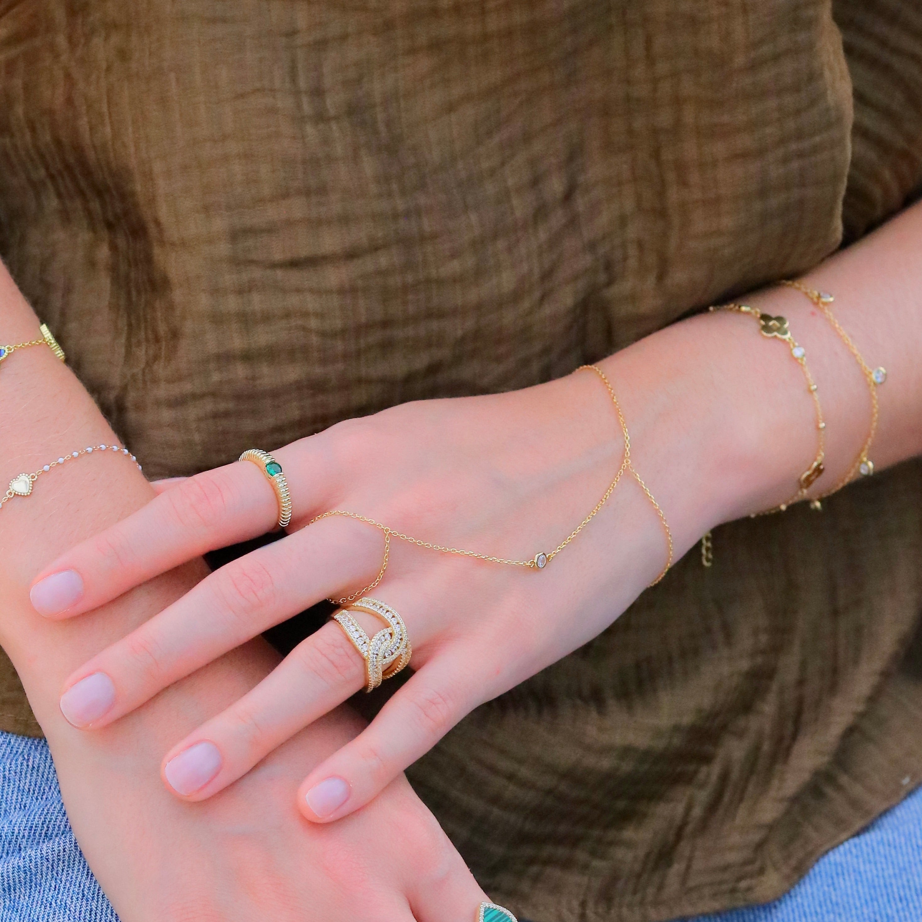 Pulsera Single CZ & Ring Bracelet