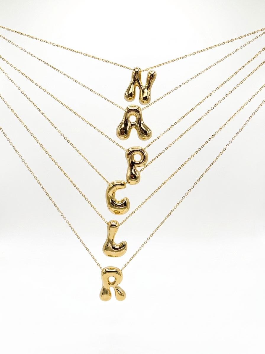 Collar Brass Gran Bubble Letter Necklace