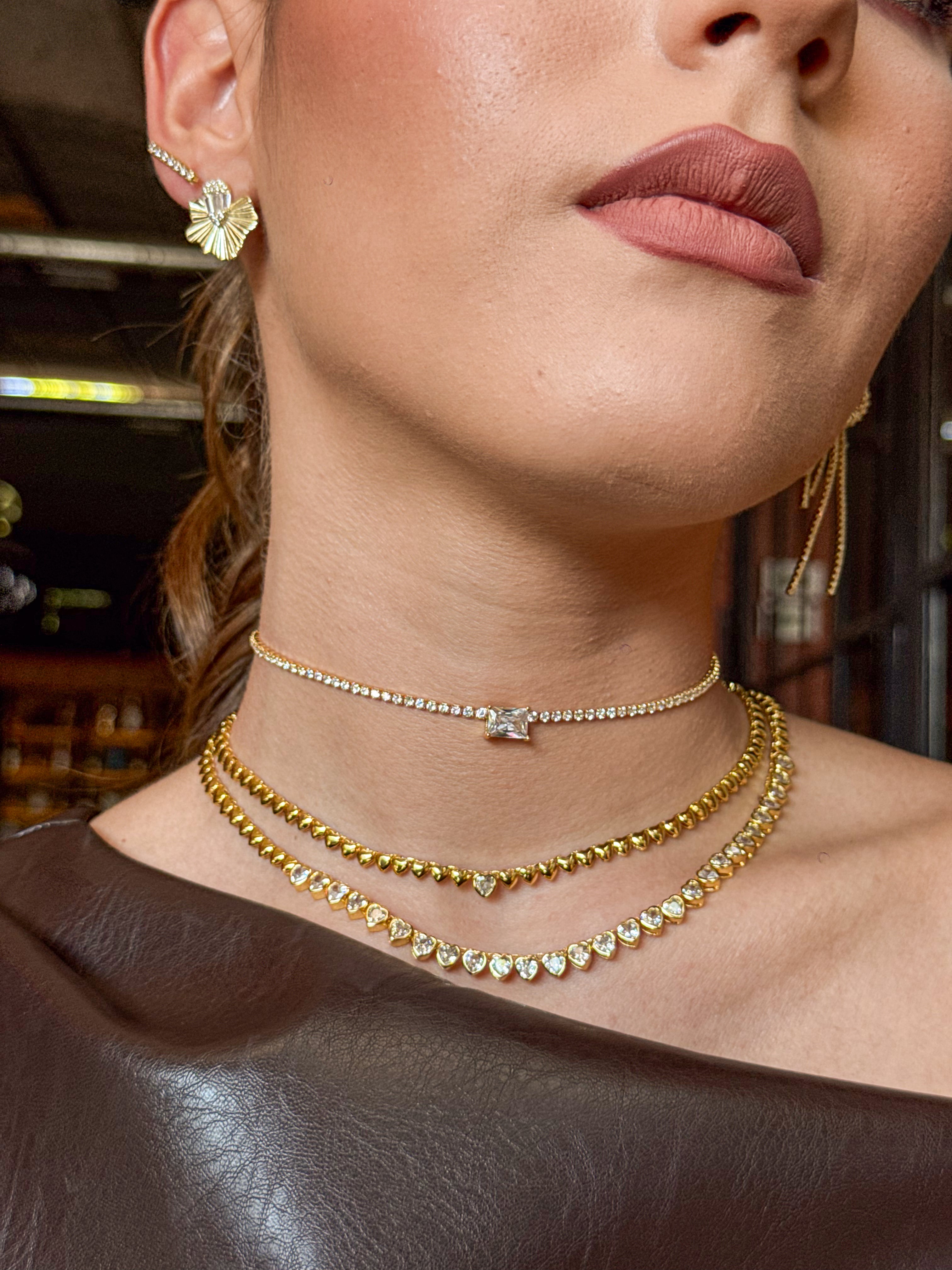 Collar Hearty Single Heart CZ Choker