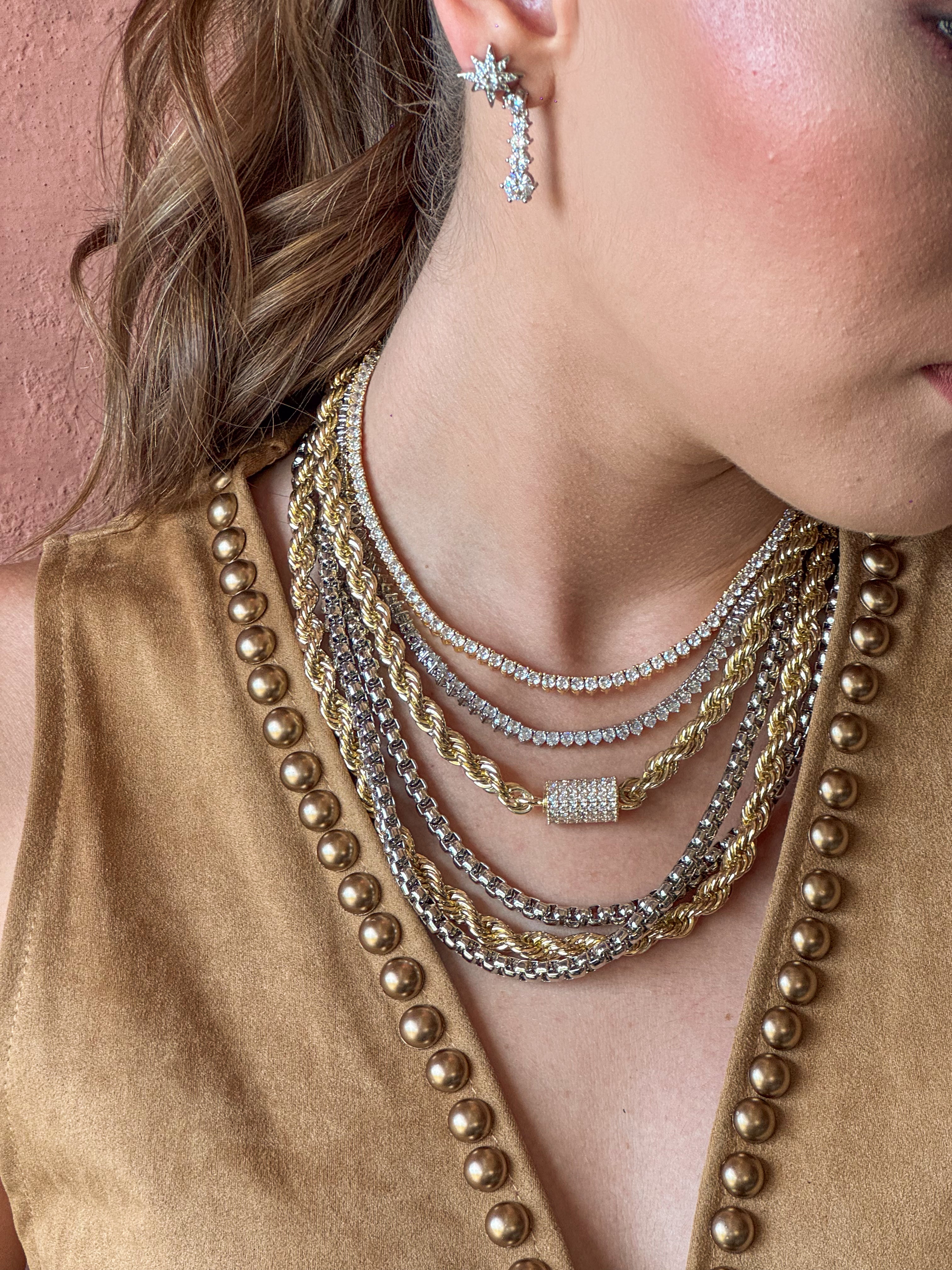 Collar Triple Thick Rope & Snakey Chain