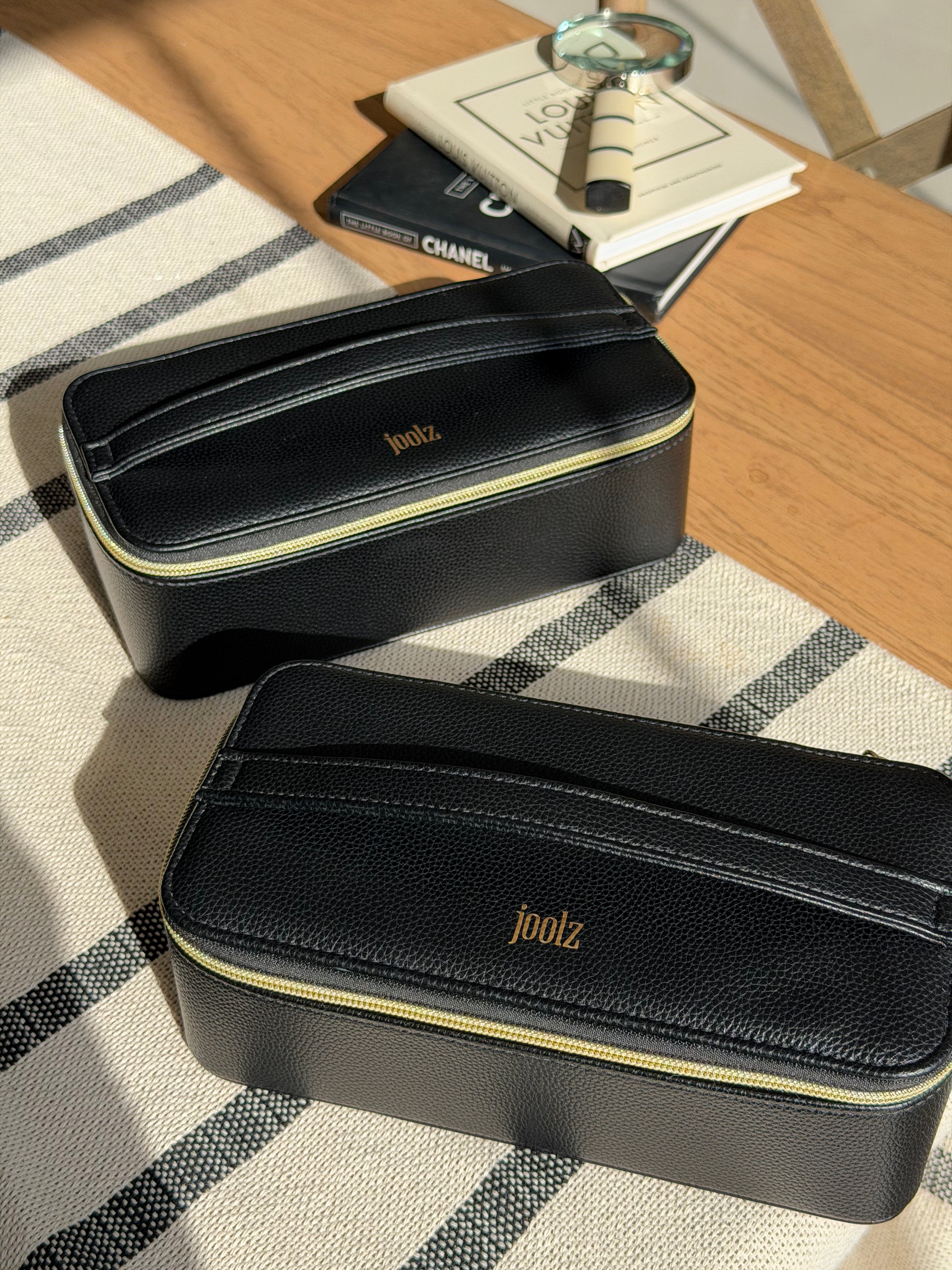 Travel Case Rectangular Box Black Leather