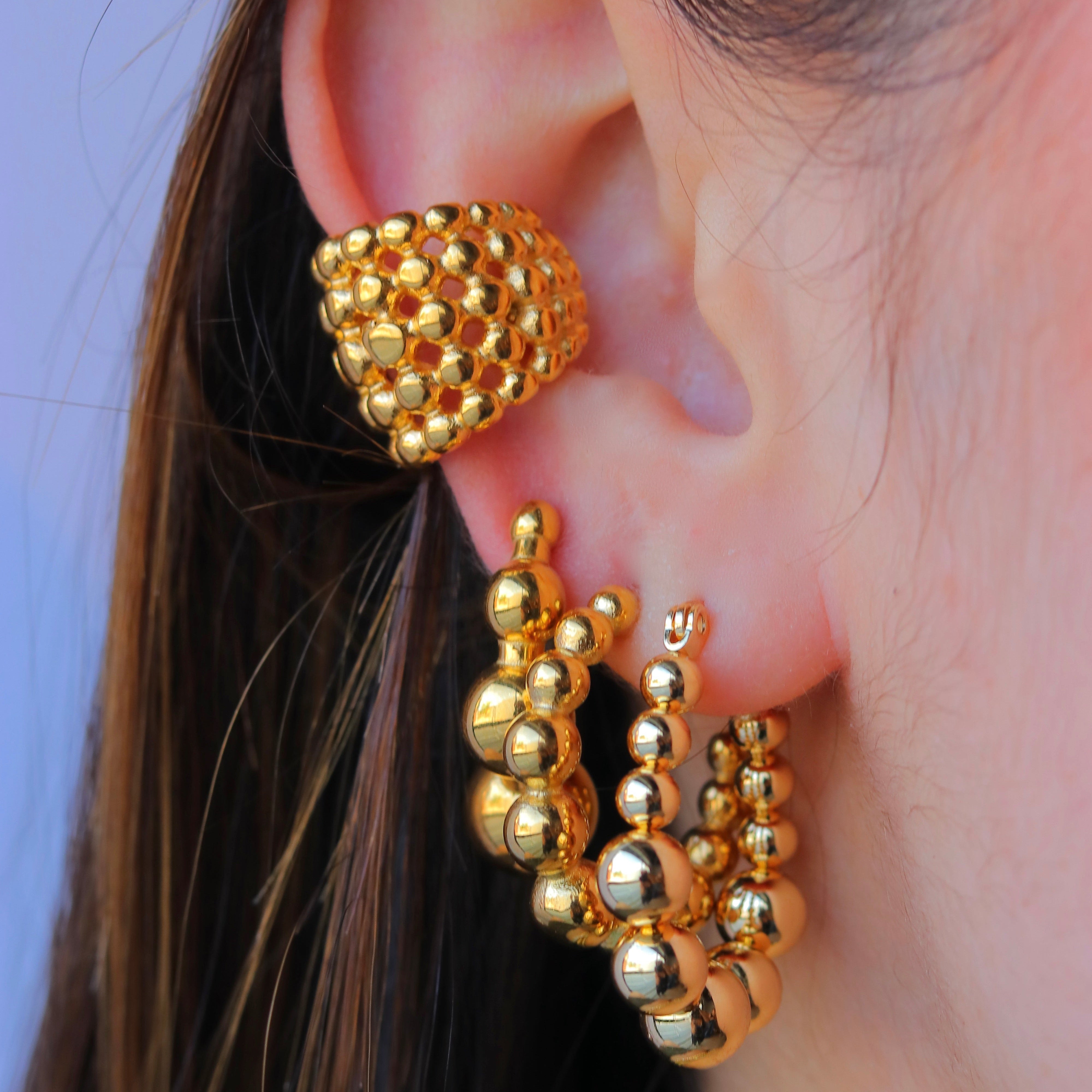 Aro 5 cage Bubbly Chunky Cuff Small Gold