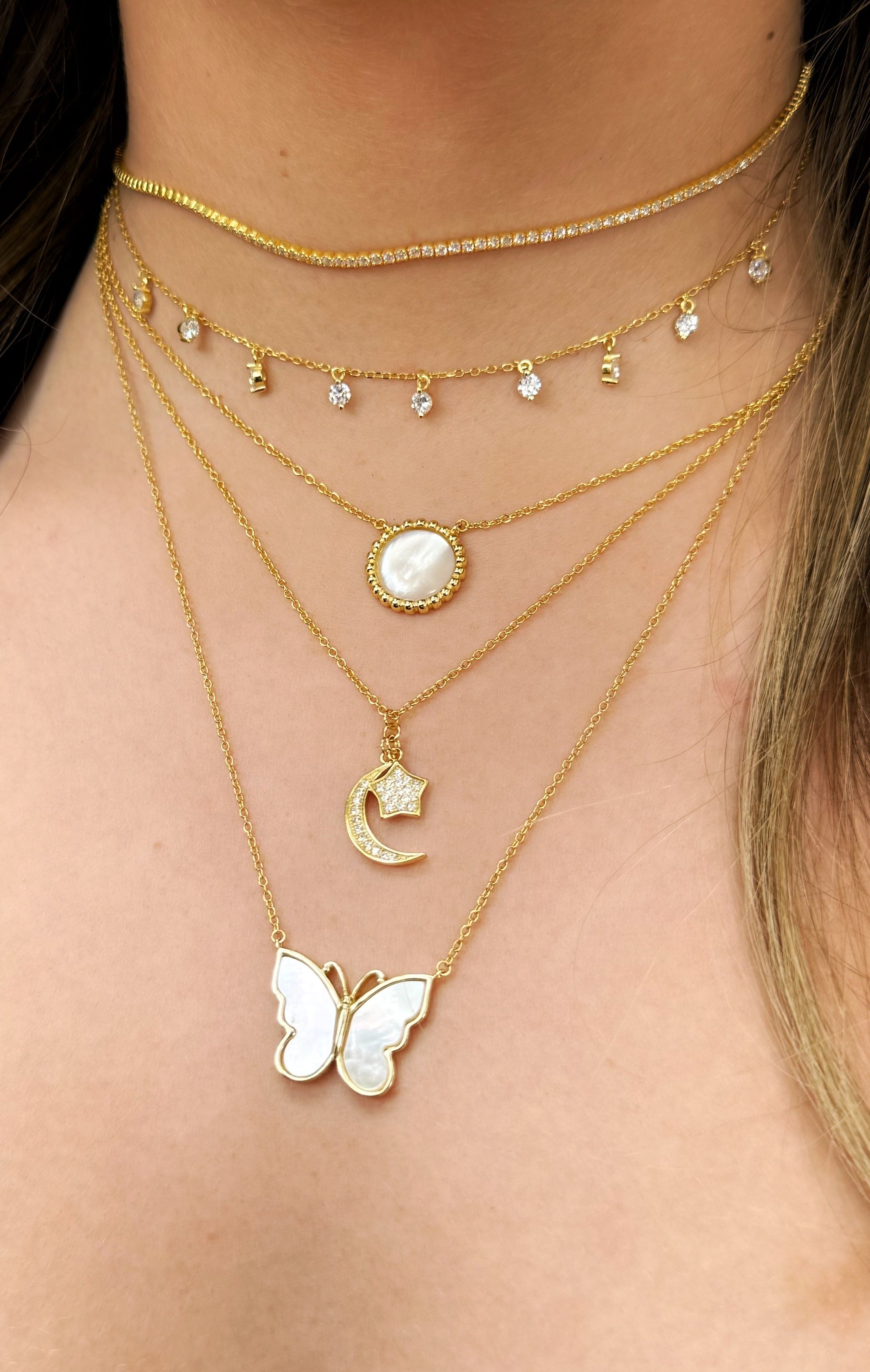 Collar Moon & Star Sliding Choker Gold