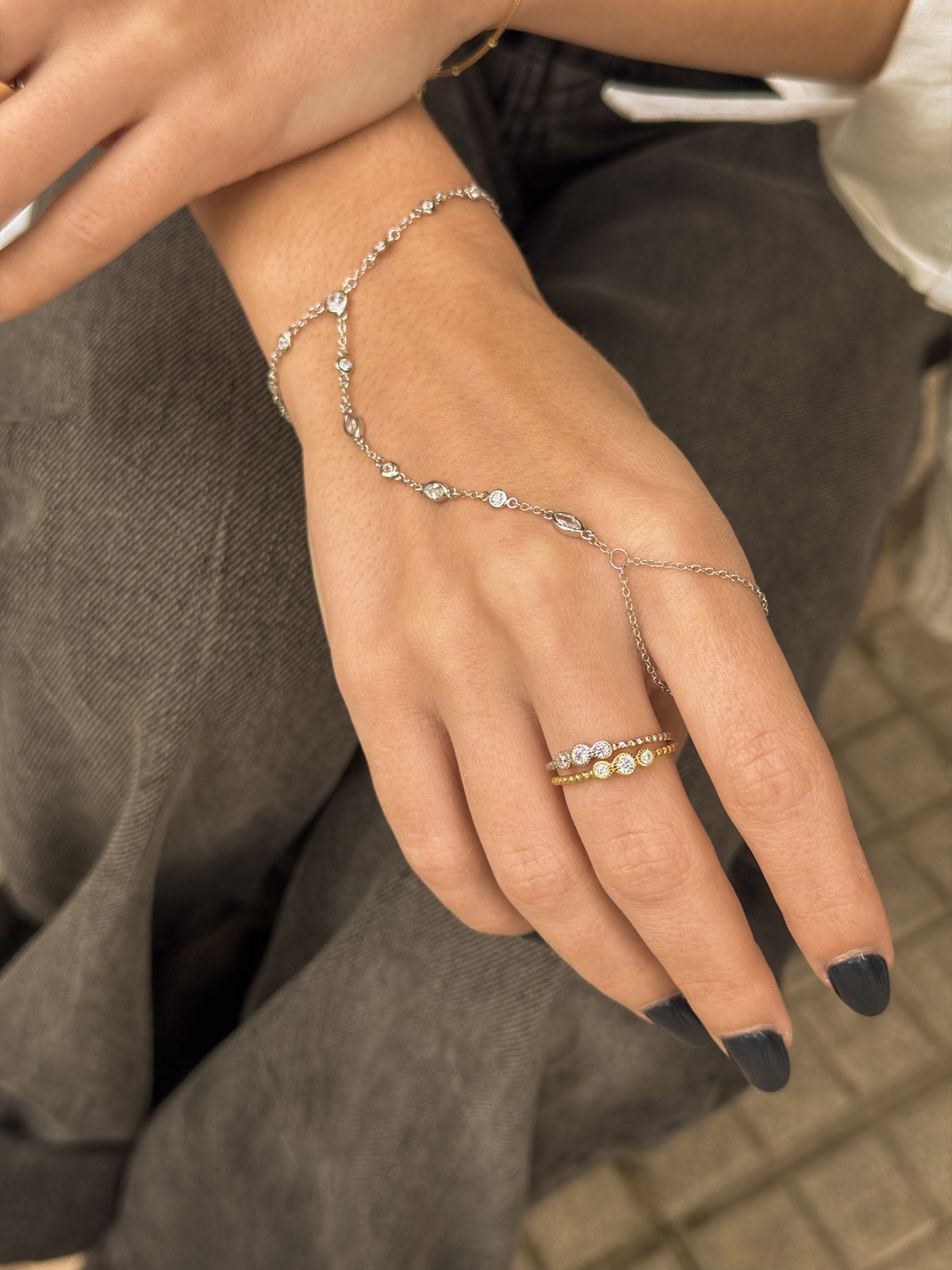 Anillo Bubbly & Trio Round CZ Gold/Silver