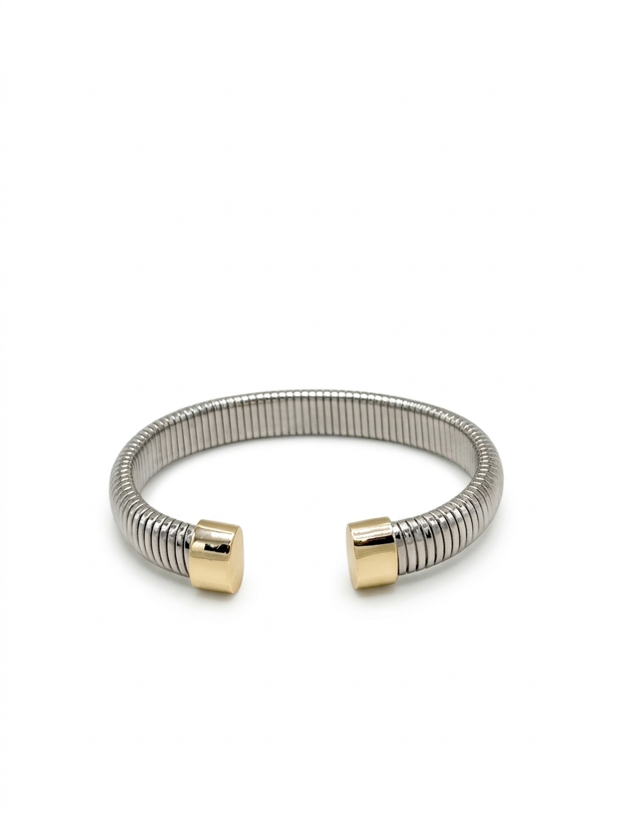Pulsera Bicolor Coil Plain Strips Thin Cuff