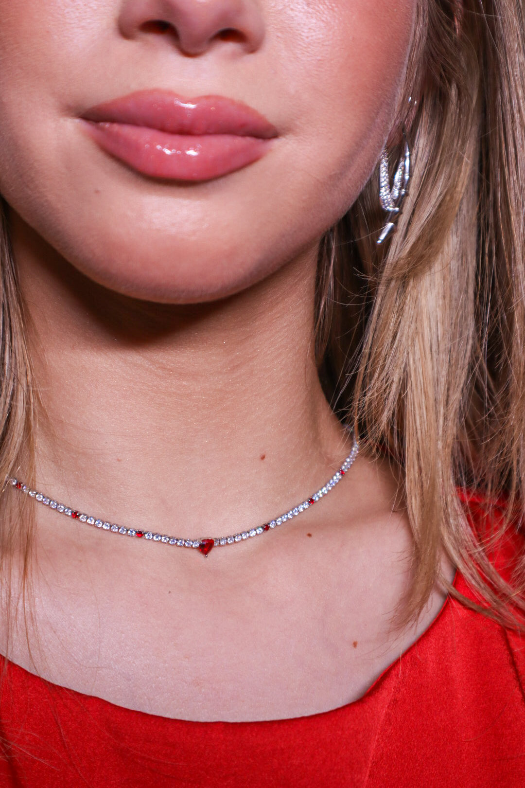Collar Med Cirka & Red Hearts