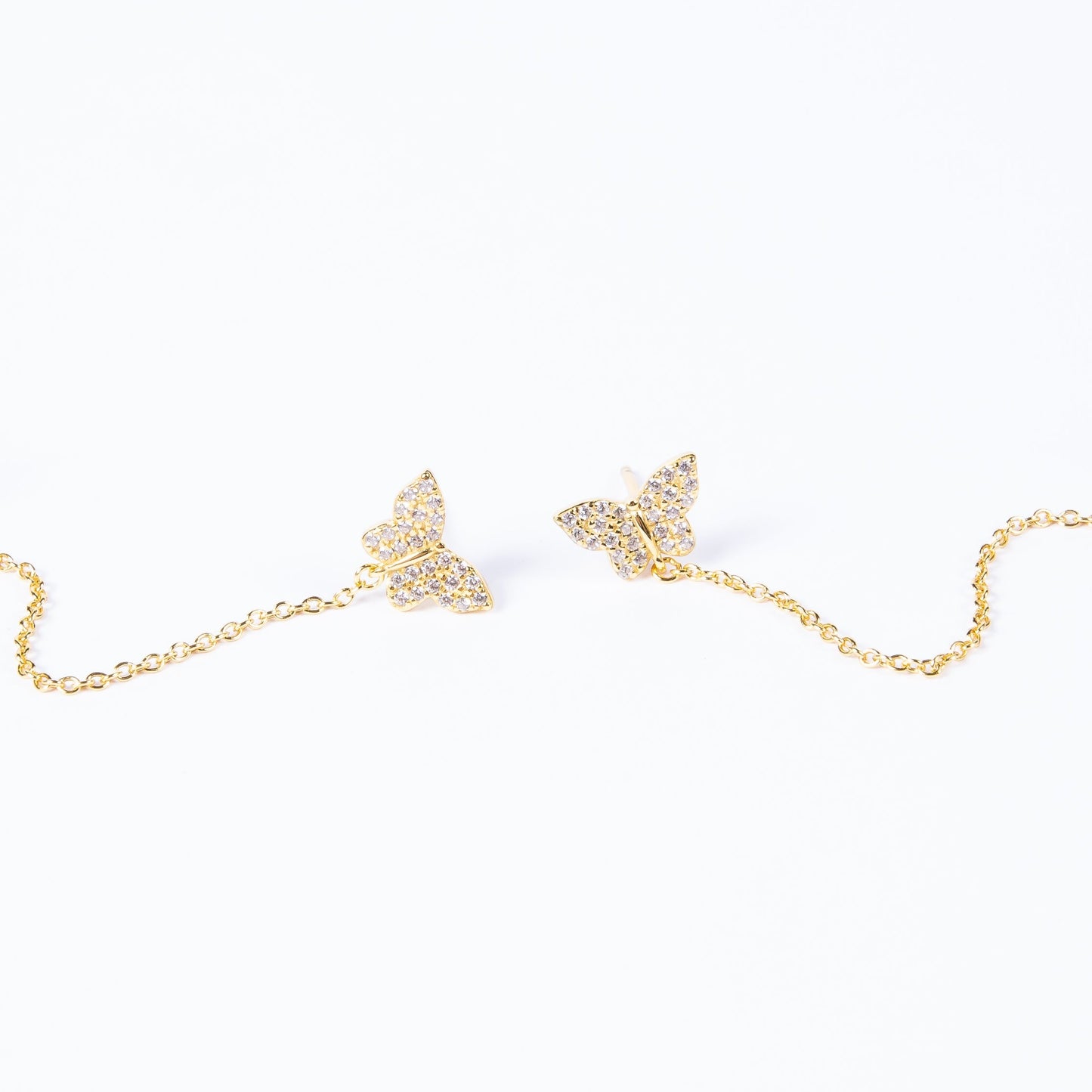 Aro Double Chain Butterfly Stud