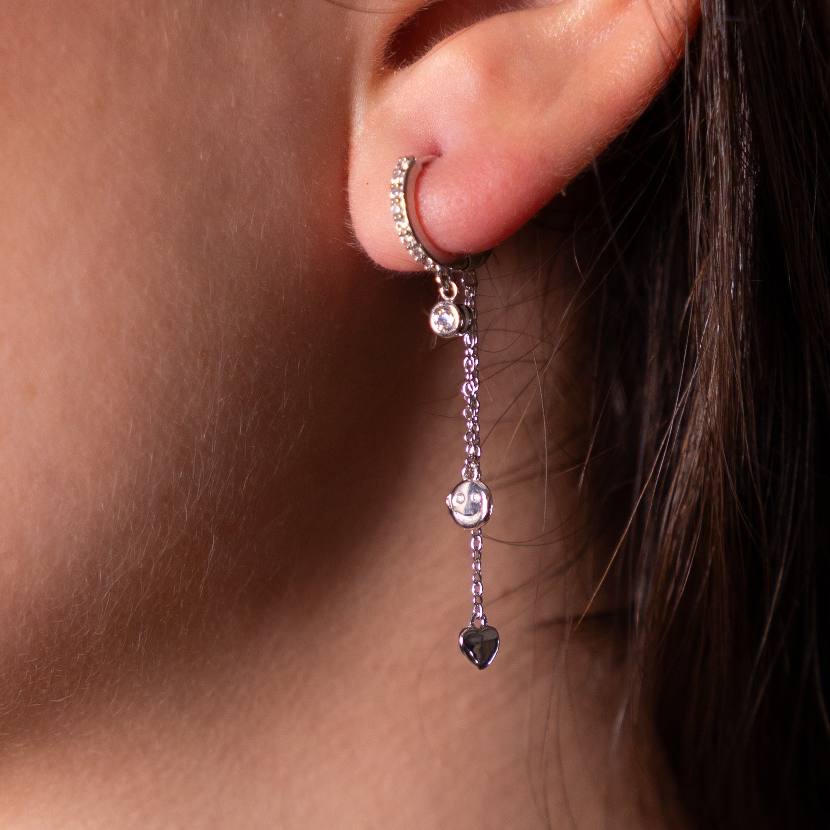 Chain Hoops & Charms Silver