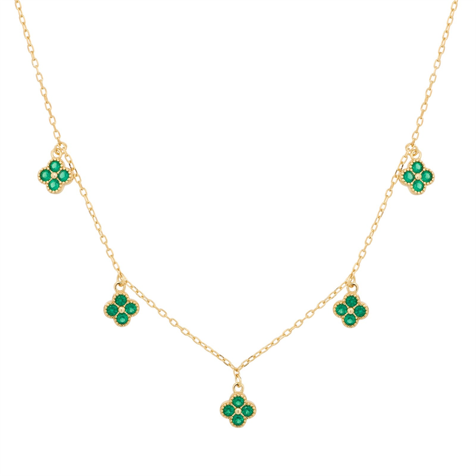 Collar Shinny Green 5 Clover Choker