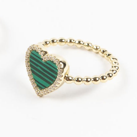 Anillo Bubble MOP Heart Lg Ring Green