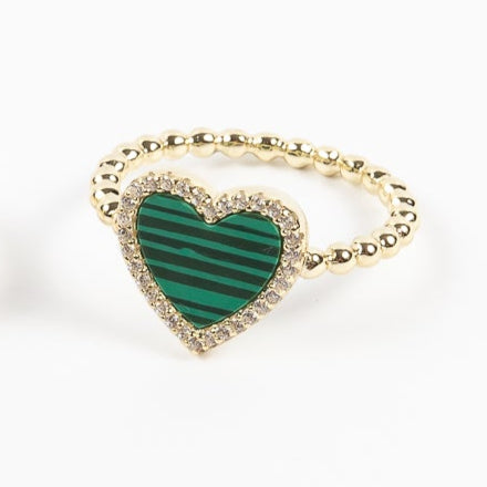 Anillo Bubble MOP Heart Lg Ring Green