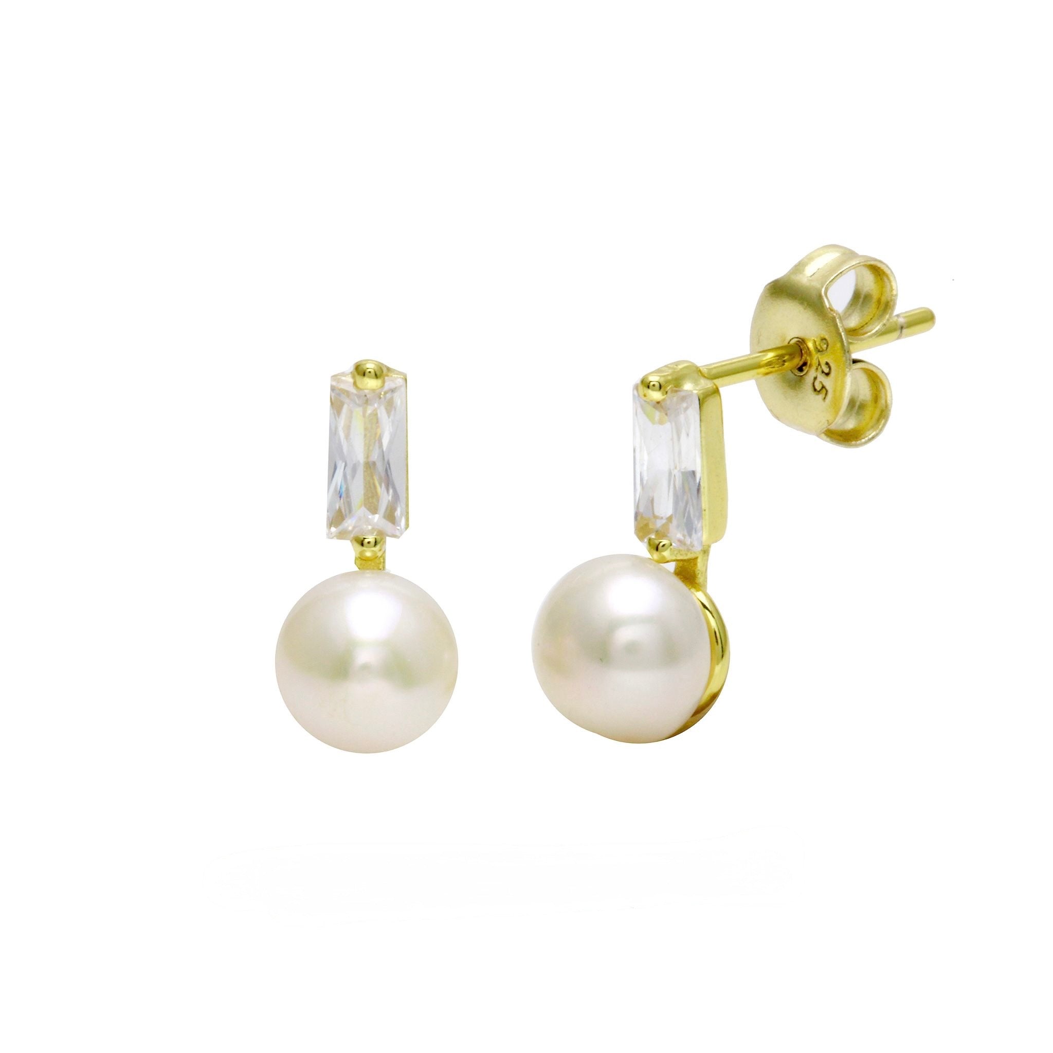 Aro Bagui Thin Pearl Stud Gold