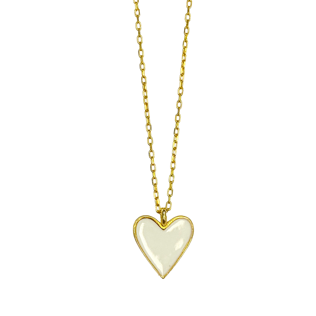 Collar Enamel Heart SM White