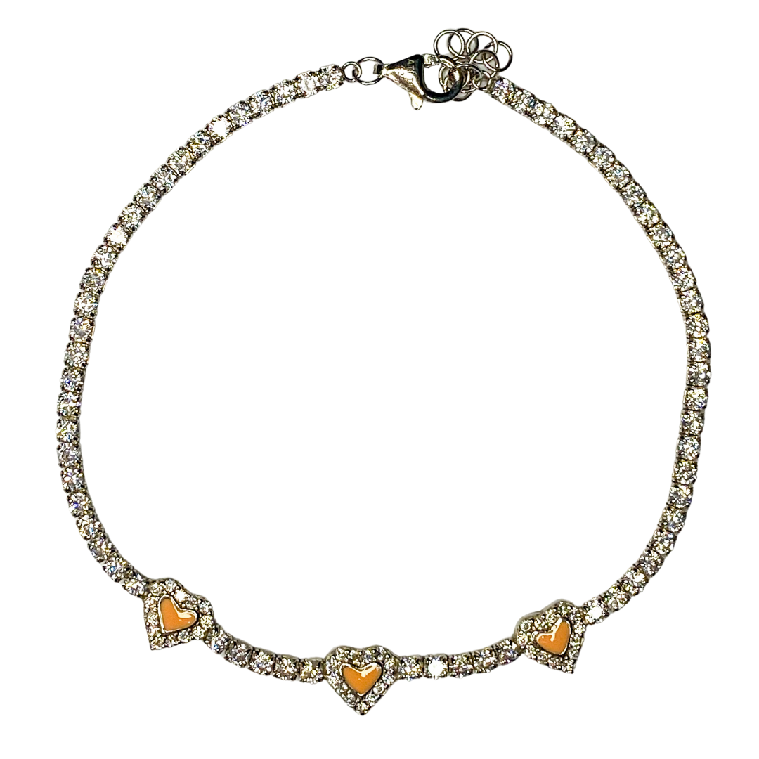 Hip Tennis Heart Bracelet Silver