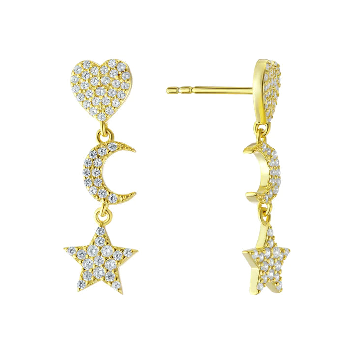 Aro Heart, Moon & Star Stud